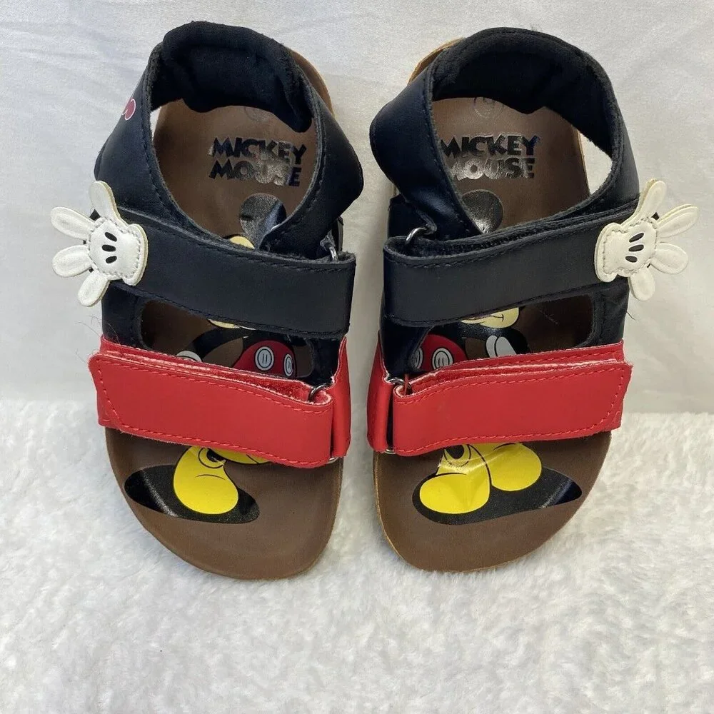 Mickey Mouse Disney Master of Arts Sandals Kids Sz 9 Red/Black Adjustable Straps